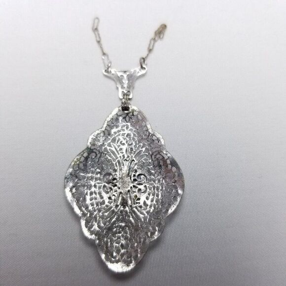 Vintage Order Of The Pythian Sisters Pendant Silver Tone Filigree Enamel, Broken - Picture 3 of 6